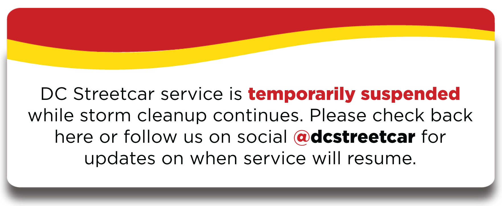 DC Streetcar Service Alert